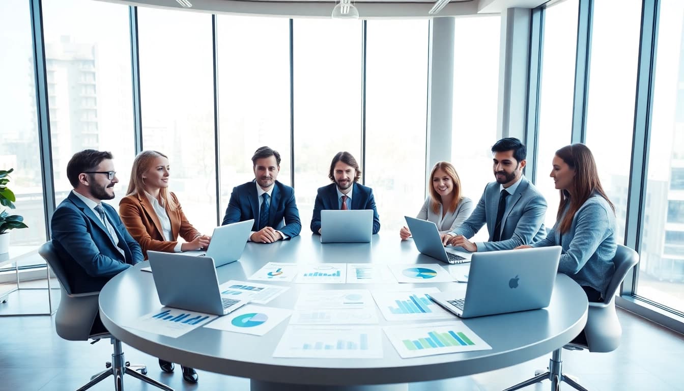 Uncover key growth strategy trends in a vibrant business meeting with diverse strategists.