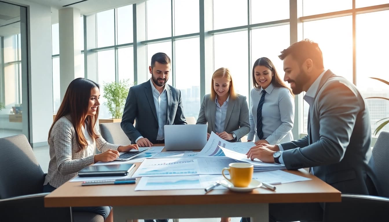 Professional team discussing Vat Services in UAE in a modern office setting.