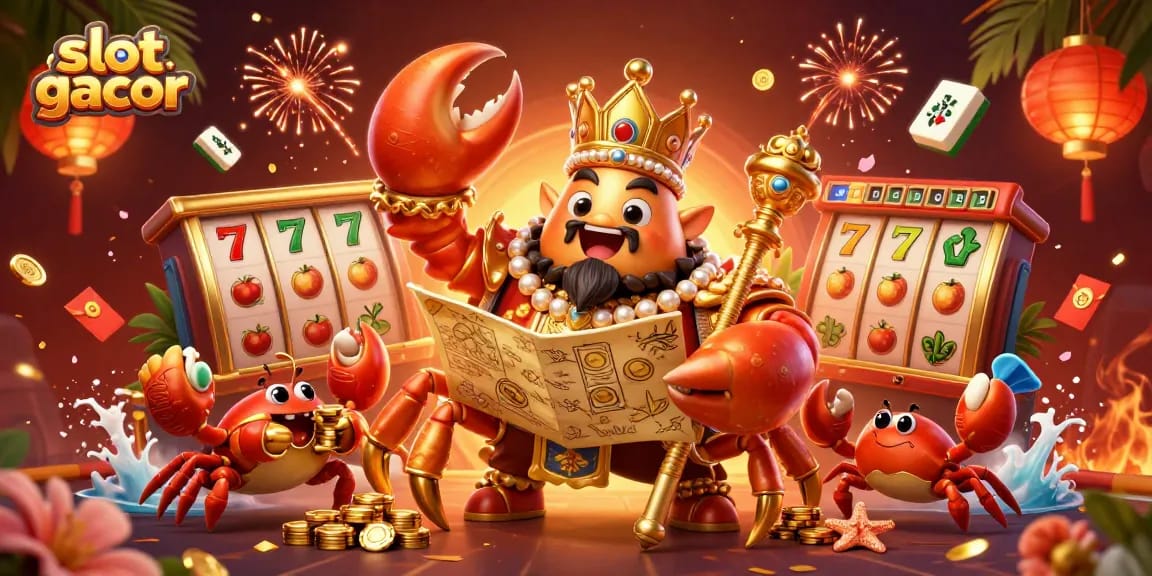 Engage with exciting slot gacor games in this vibrant casino illustration featuring royal elements.