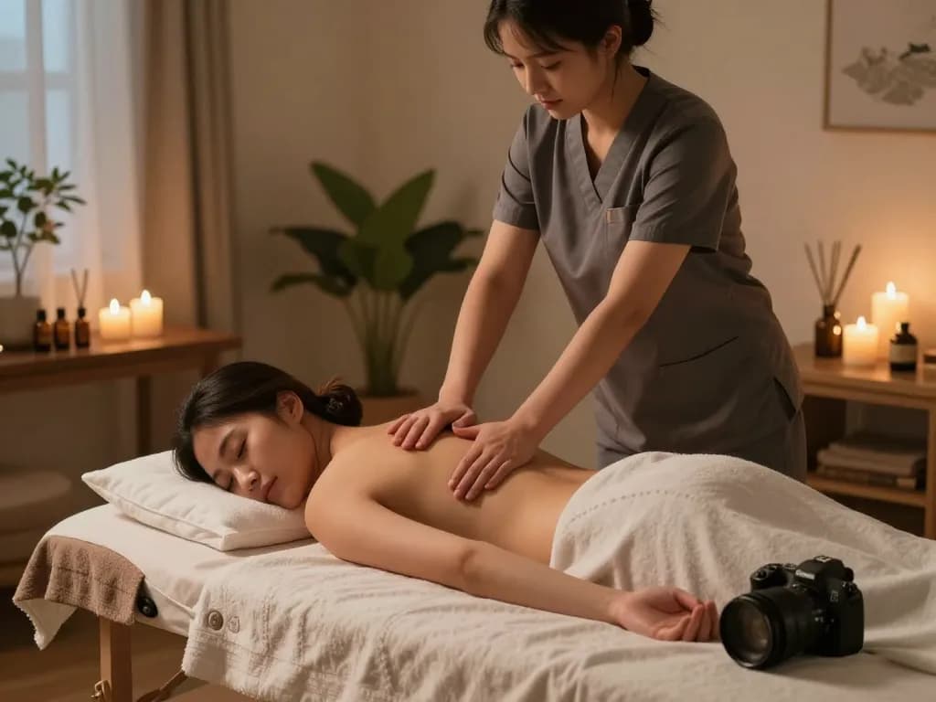 평화로운 가정 환경에서 출장안마를 제공하는 전문 치료사, 차분한 분위기를 조성합니다.
