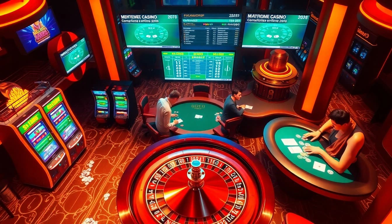 Vivez l'excitation du meilleur casino en ligne 2026 avec des joueurs autour d'une table de roulette animée.