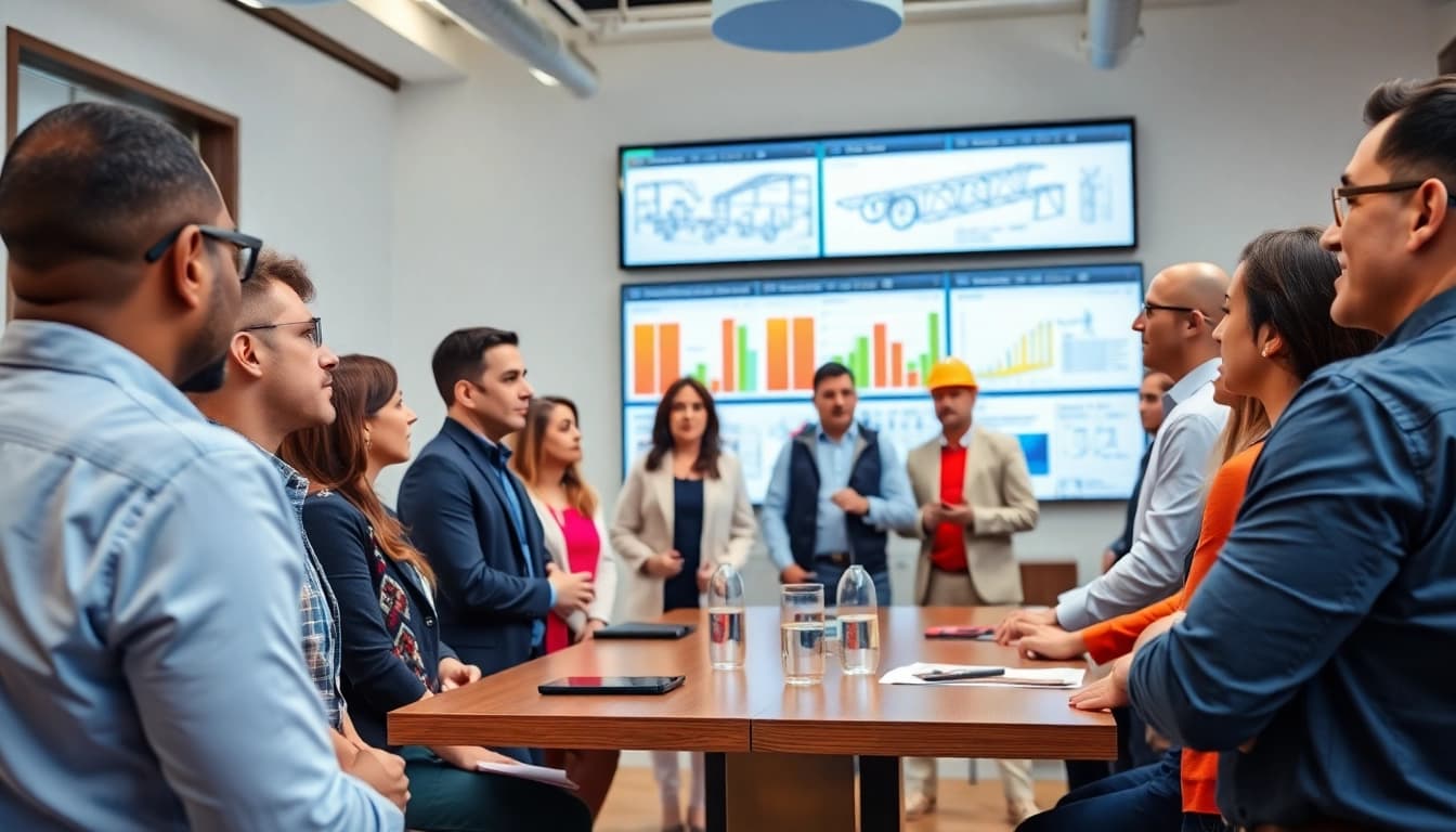 Capture dynamic construction networking events with industry leaders actively discussing projects and sharing insights.