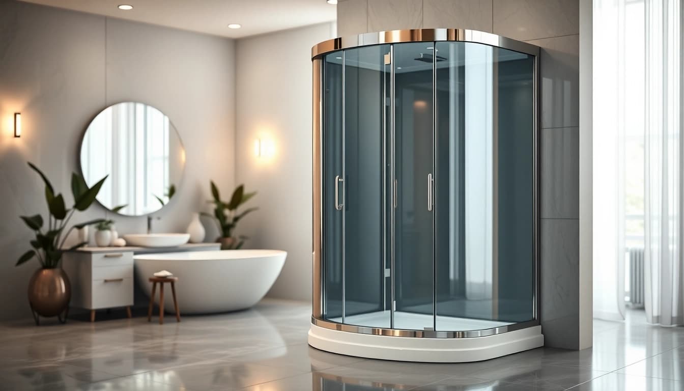Erleben Sie die eleganten Details der sonni Duschkabine in einem modernen Badezimmer.