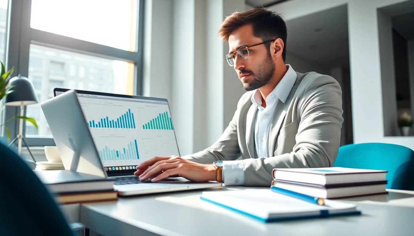 Optimierung der seo beratung in einer modernen Büroumgebung durch einen Experten.