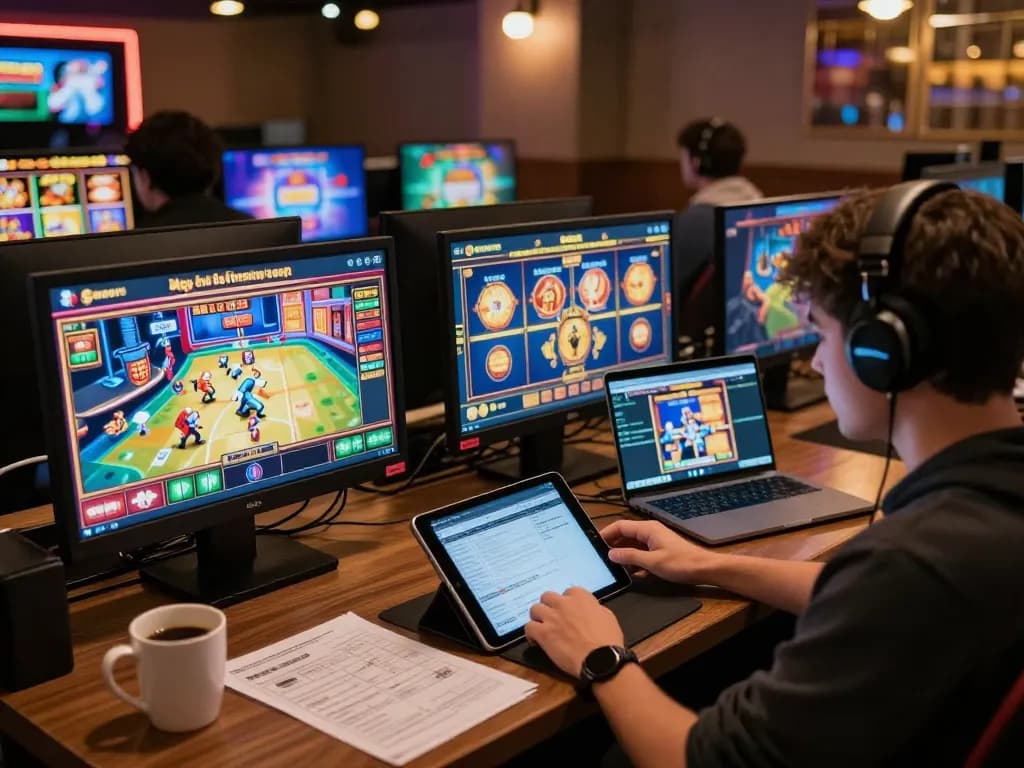 Engaged player using a slot server thailand at home, focused on online gambling strategies.