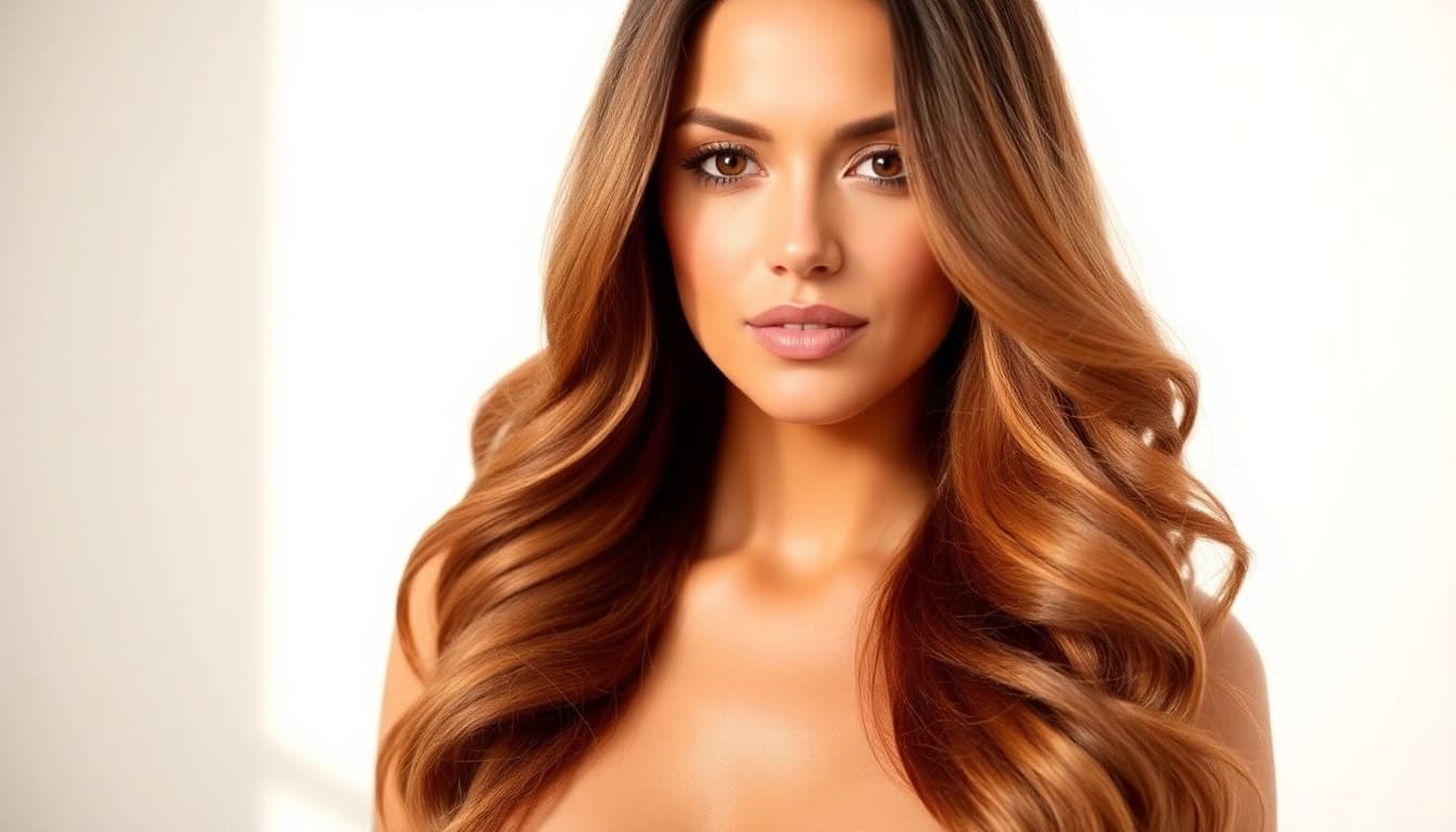 Sew in weft hair extensions beautifully styled in a bright, inviting atmosphere.