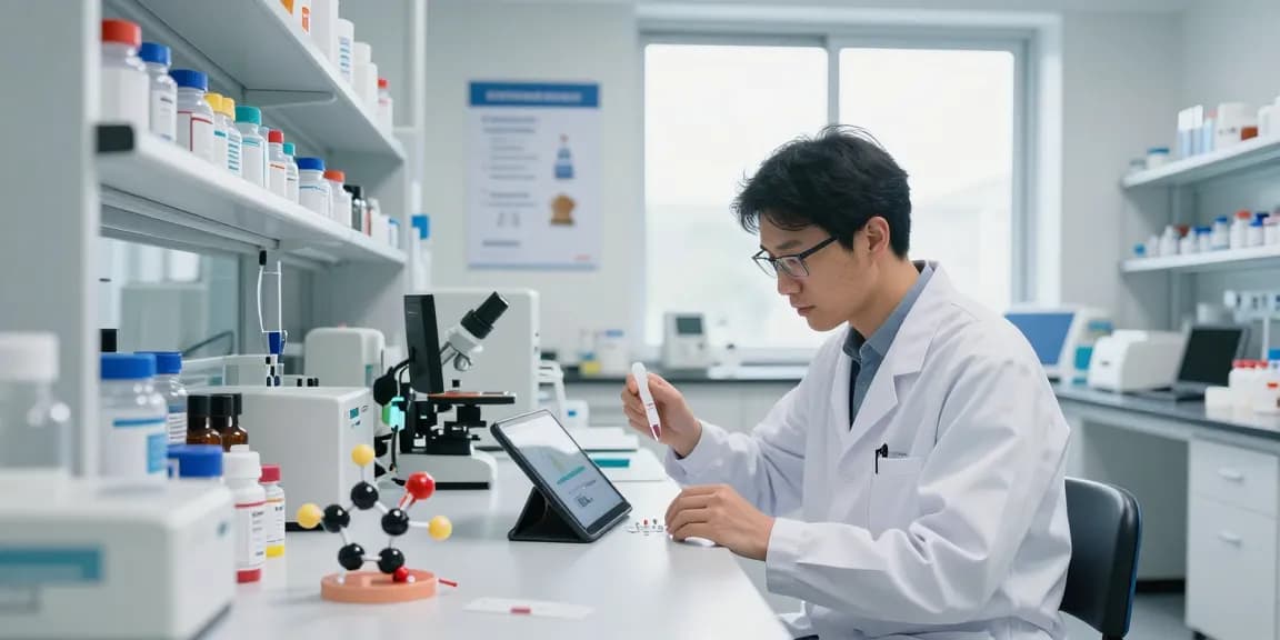 BPC 157 Side Effects analysis in a modern lab with innovative buccal strip technology and precise compounds.