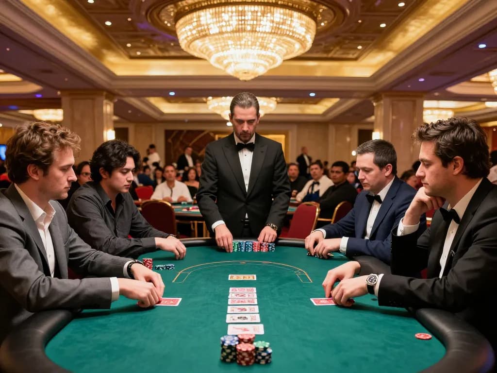 Players engaged in strategic poker gameplay at casino online americani, showcasing excitement and casino atmosphere