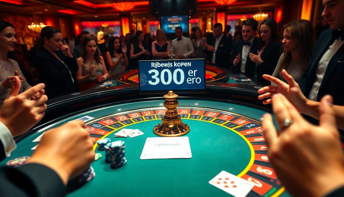Experience high-stakes gameplay with a roulette table featuring 'rijbewijs kopen 300 euro' in the vibrant casino atmosphere.