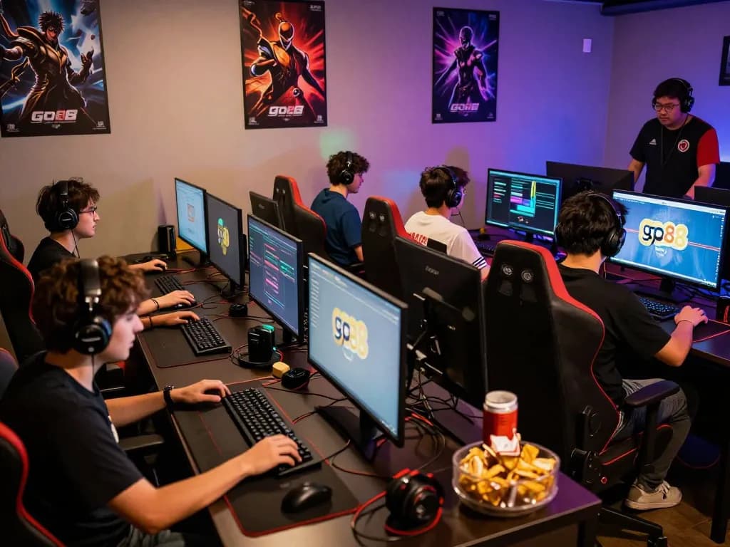 Gamers experiencing excitement in a competitive go88 online gaming lounge