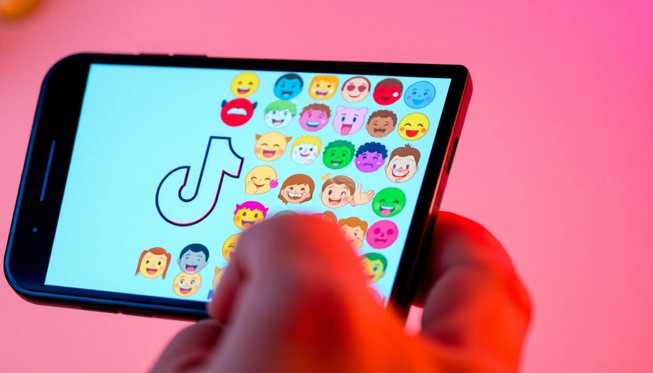 Engaging TikTok emojis showcased on a smartphone for creative expression.
