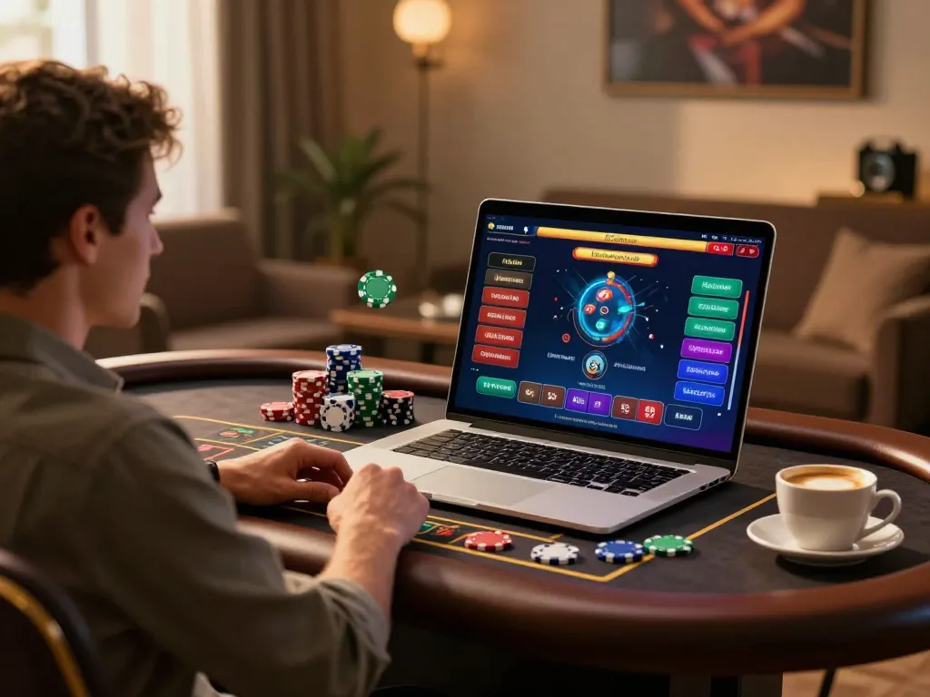 Online baccarat site with player engaged in game settings, showcasing a lively virtual casino atmosphere.