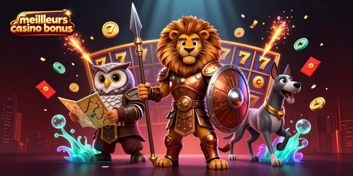 Découvrez les meilleurs casino bonus avec un lion spartiate, un hibou tacticien et un lévrier messager illustrant des éléments de jeu attractifs.