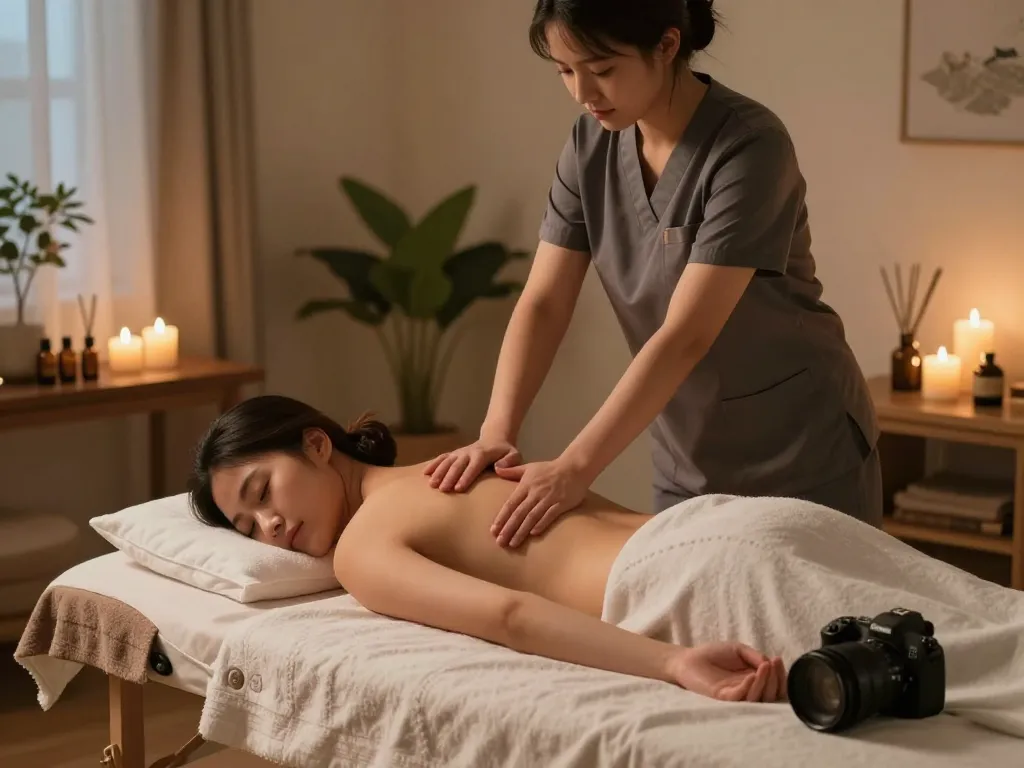 평화로운 가정 환경에서 출장안마를 제공하는 전문 치료사, 차분한 분위기를 조성합니다.