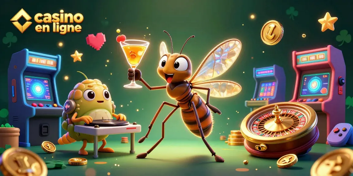 Atteignez le jackpot avec casino en ligne dans une scène animée avec une composition de personnages 3D.