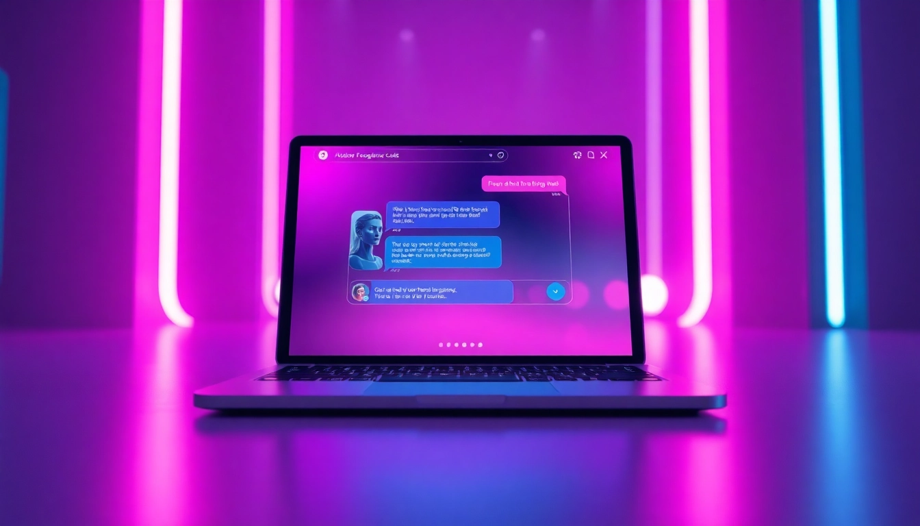 Engaging AI chat interface showcasing sex chat ai interactions with vibrant visuals.