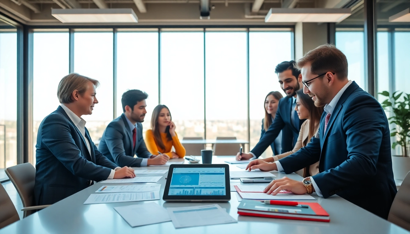 Team strategizing Acquisition Planning/Strategy Capture Management in a modern office.