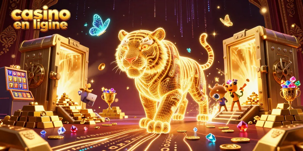 Visitez le casino en ligne avec un tigre doré et des trésors scintillants.