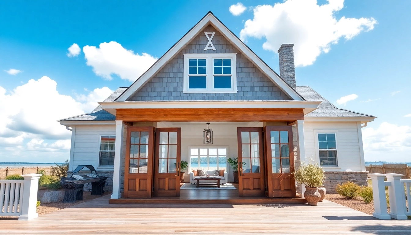 Cape Cod home addition showcasing traditional design with modern features against a sunny coastal landscape.