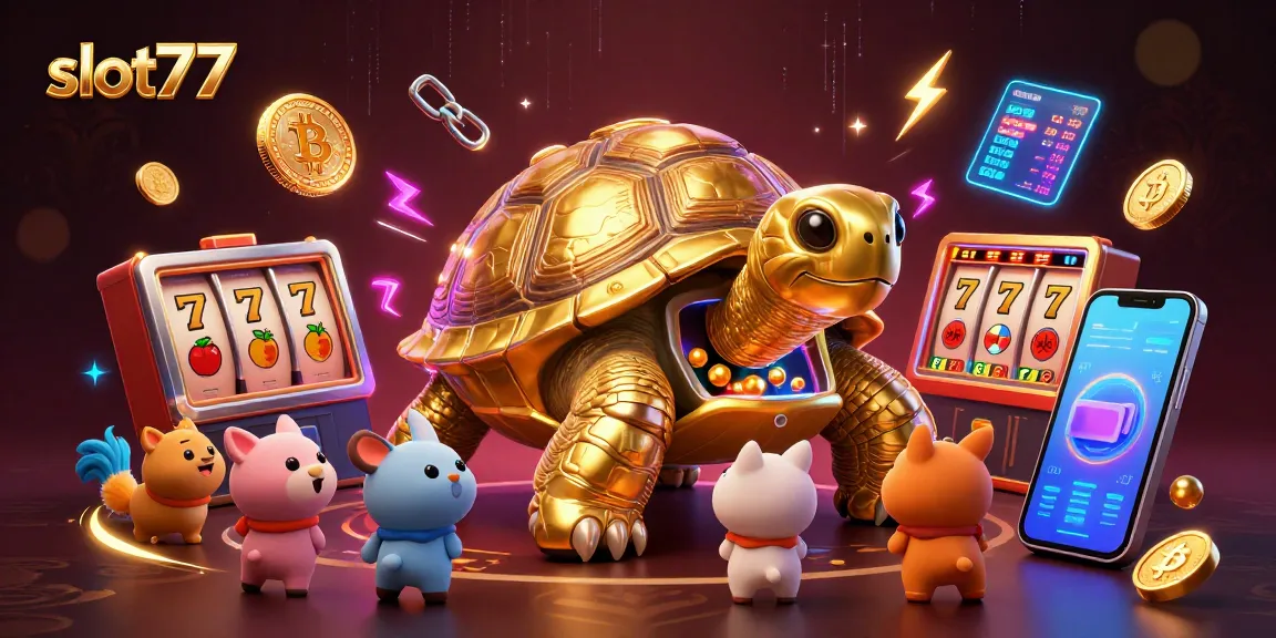 Experience thrilling jackpots at slot77 with a vibrant casino scene featuring exciting characters and symbols.