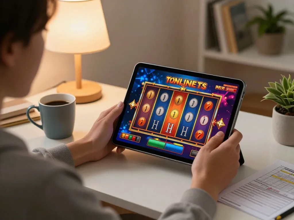 Engage with online slot online games in a cozy home setting, featuring dynamic gameplay.