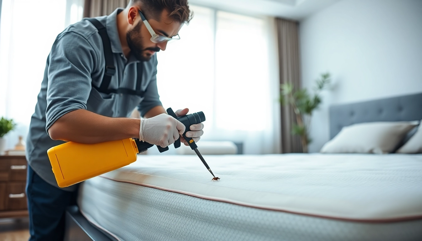 Expert technician providing bed bug extermination services with specialized tools and care.