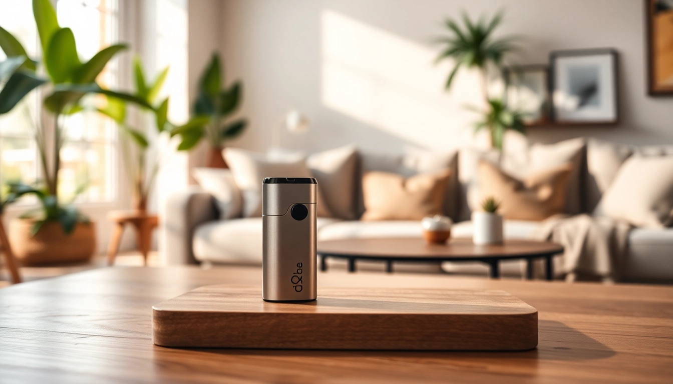 Oxva Podsystem auf einem Holztisch in einem modernen Wohnzimmer
