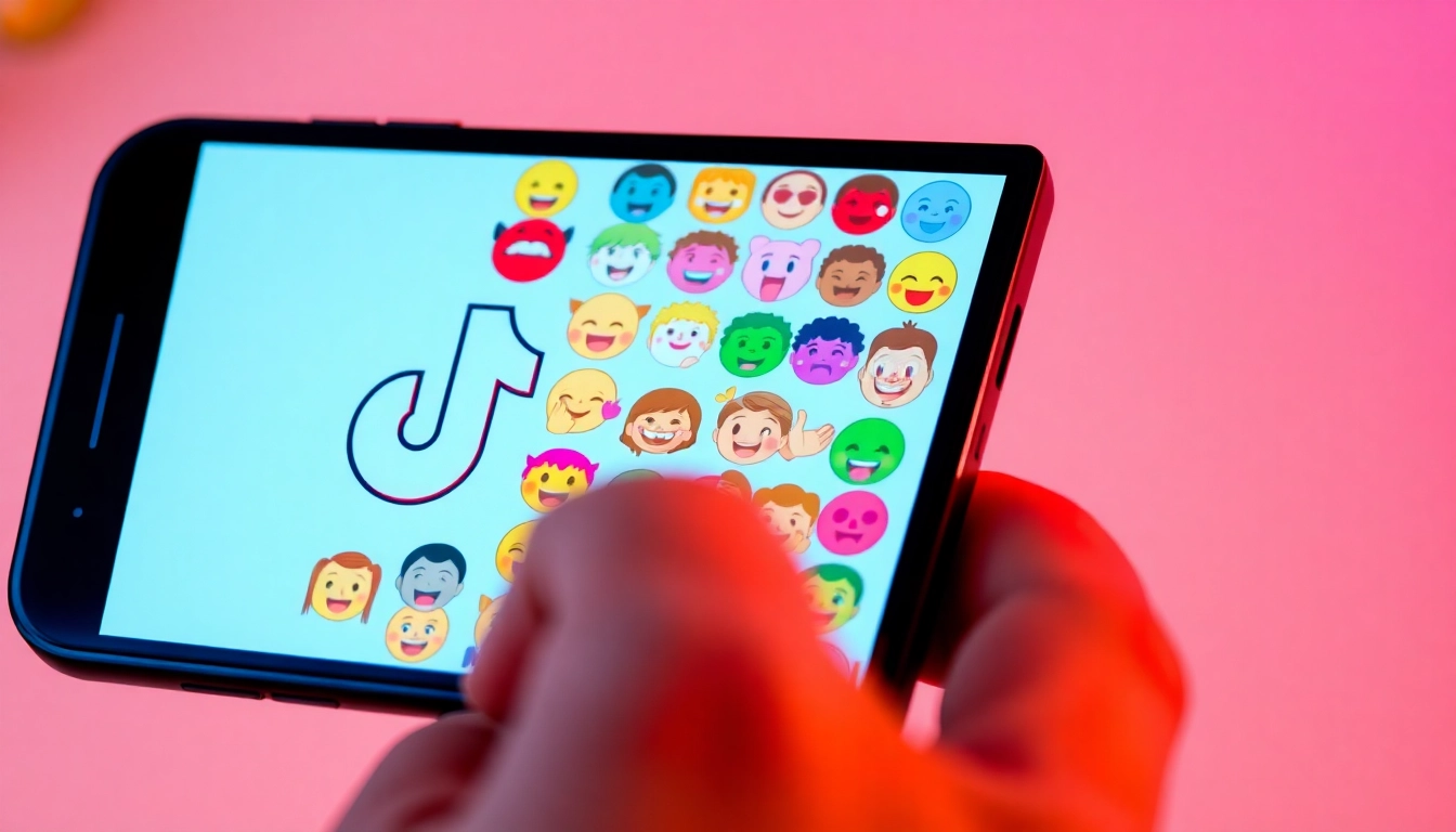 Engaging TikTok emojis showcased on a smartphone for creative expression.