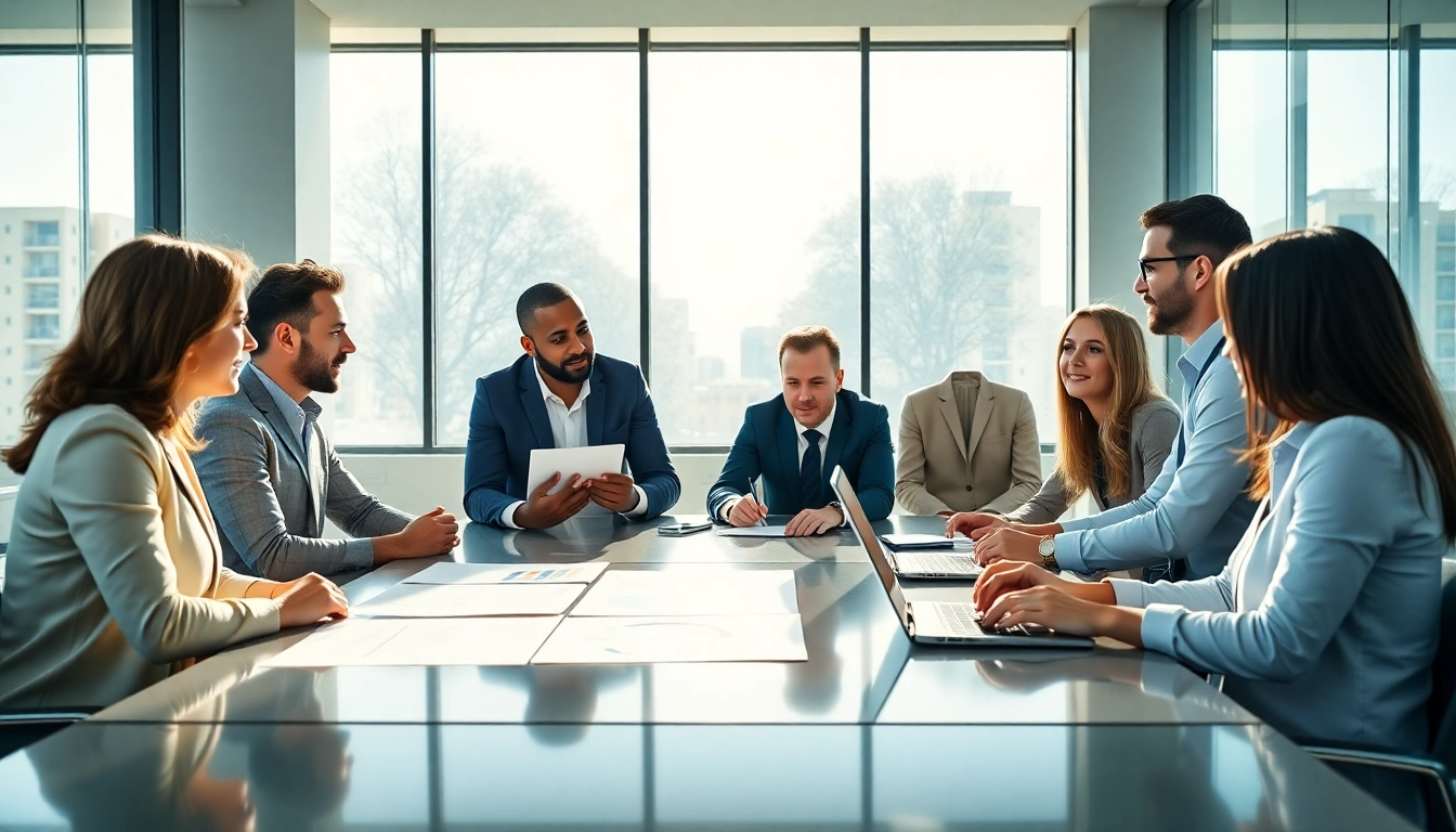 Engaging meeting on Bid-No-Bid Analysis with professionals collaborating around a conference table.