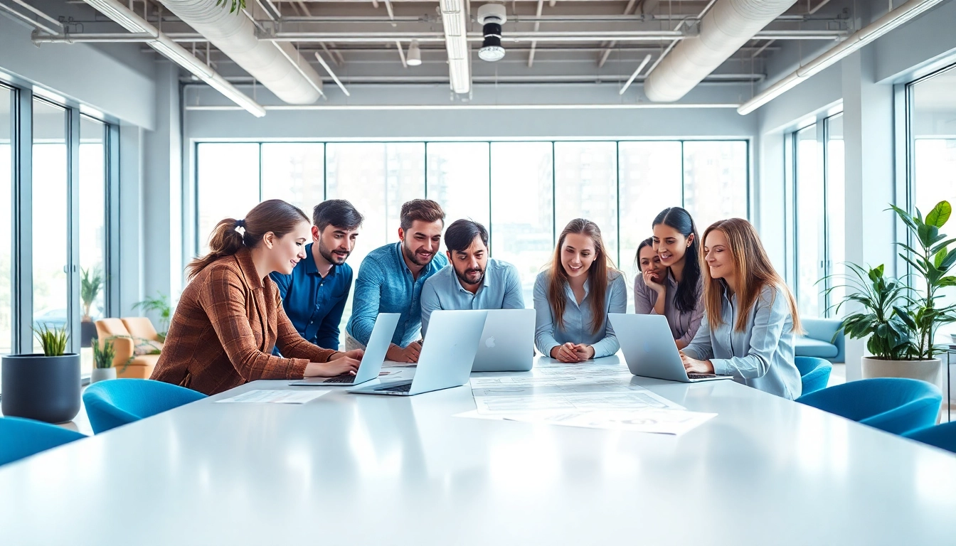 Website erstellen lassen im kreativen Büro mit Designerteam, das an Webseitenprojekten arbeitet.