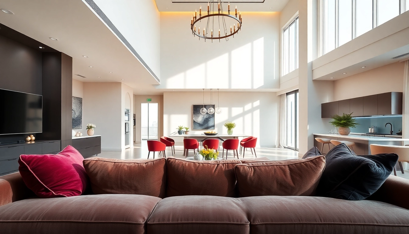 Elegant interior design dubai showcasing a luxurious living area with plush furnishings and stylish decor.