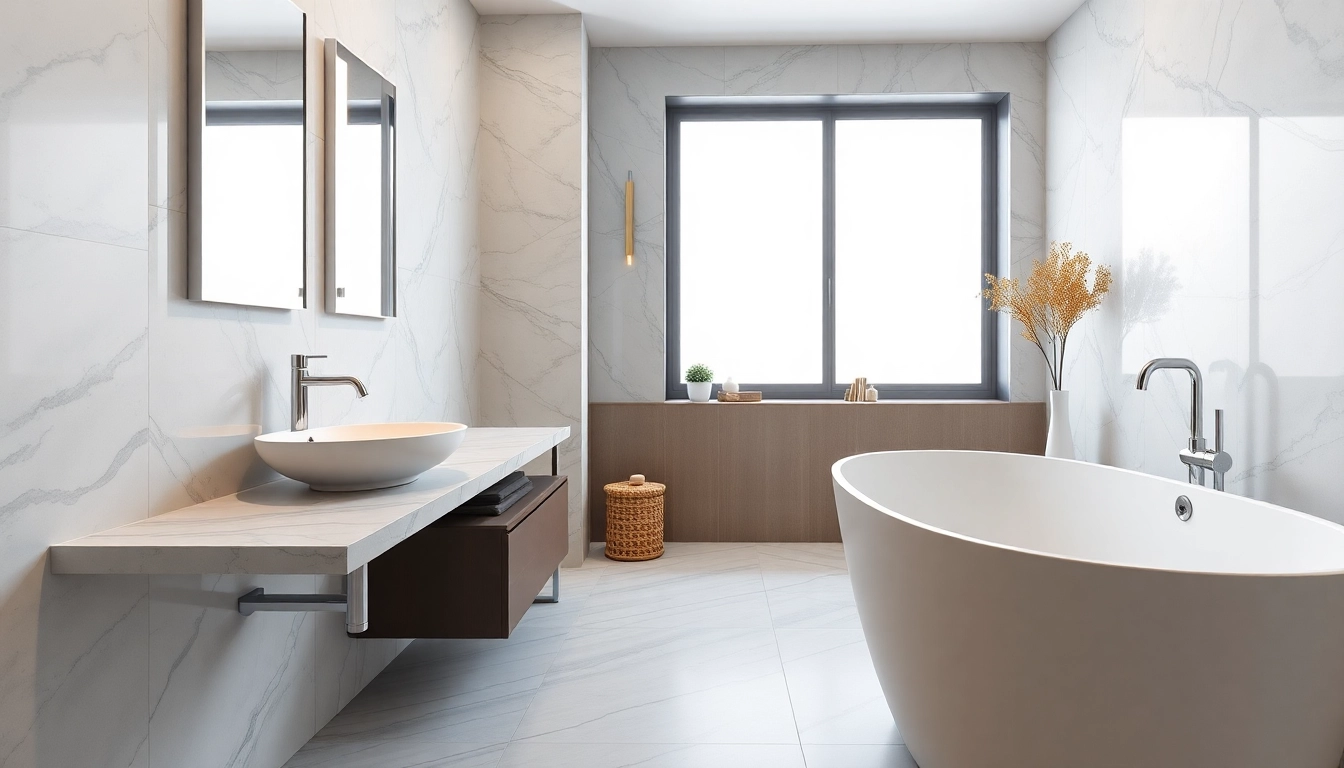 Sonni sanitär GmbH präsentiert luxuriöse Badgestaltung mit modernen Armaturen.