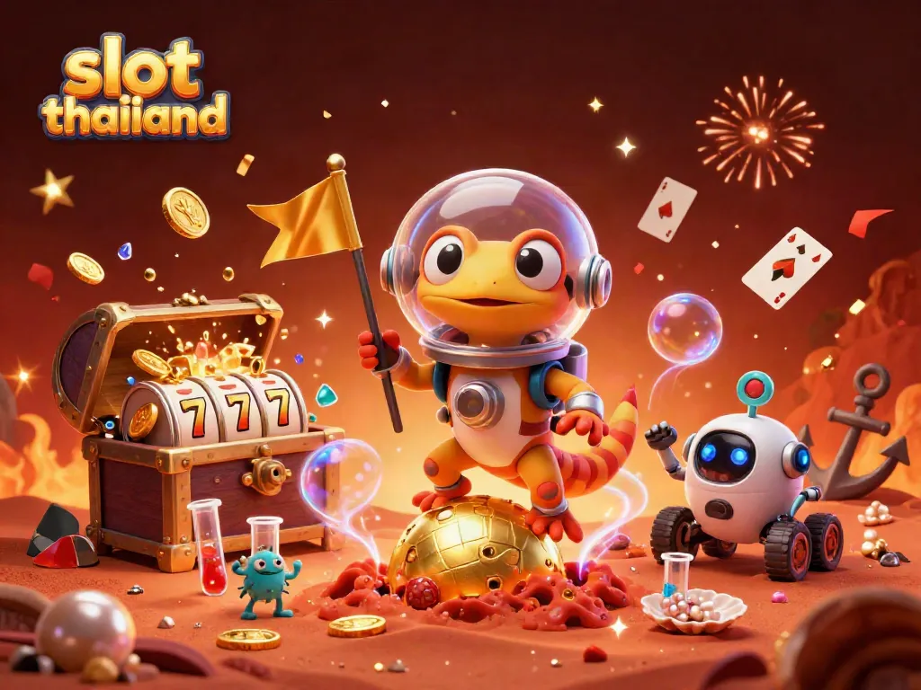 Engage in the vibrant celebration of slot thailand with cartoon characters in a 3D casino adventure.