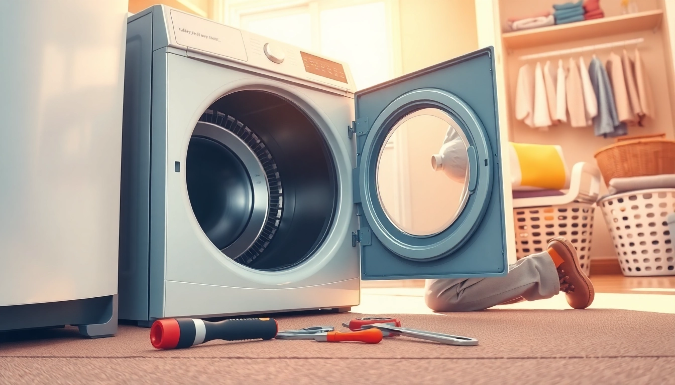 Expert tips to fix dryer troubles showcased in a detailed appliance repair scene.