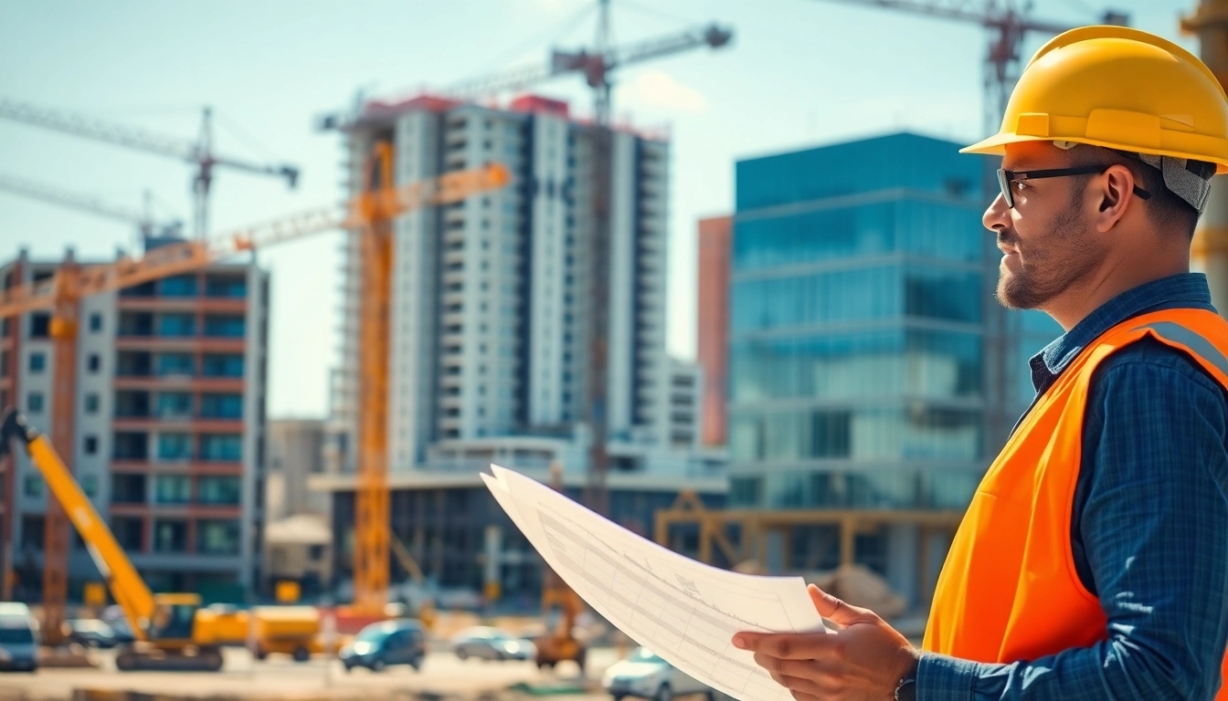 Engaged New Jersey Construction Manager leading a team on a construction site.