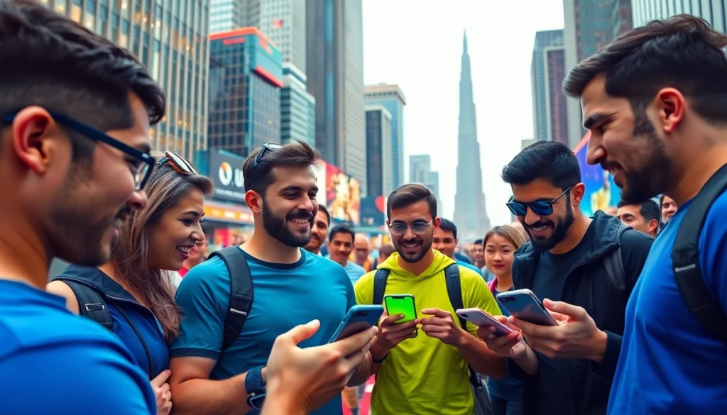 Engaged users explore top sports betting apps India on their mobile devices in an urban setting.