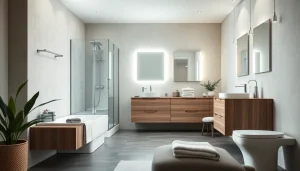 Miroir LED Sirhona France et meubles modernes pour salle de bain.