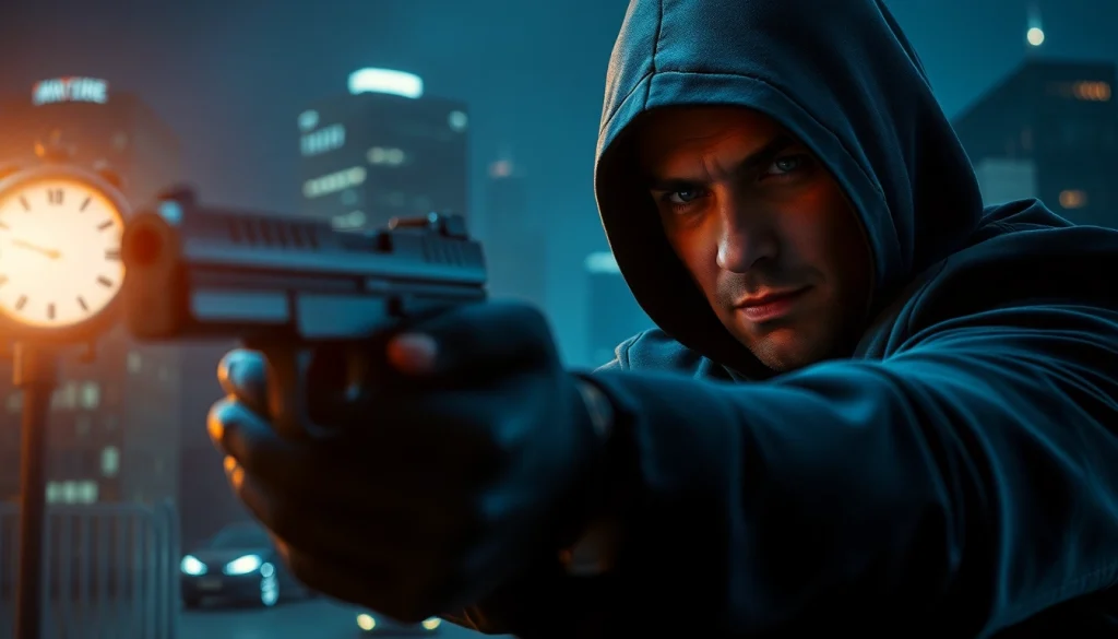 Focus on Contracts and Bullets showcasing an assassin preparing for critical action.