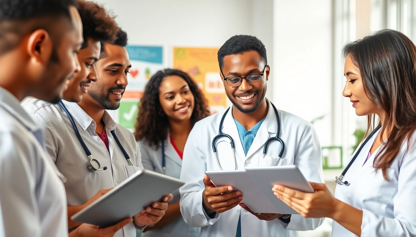 Engaged healthcare professionals collaborating in a modern clinic to enhance Health outcomes.