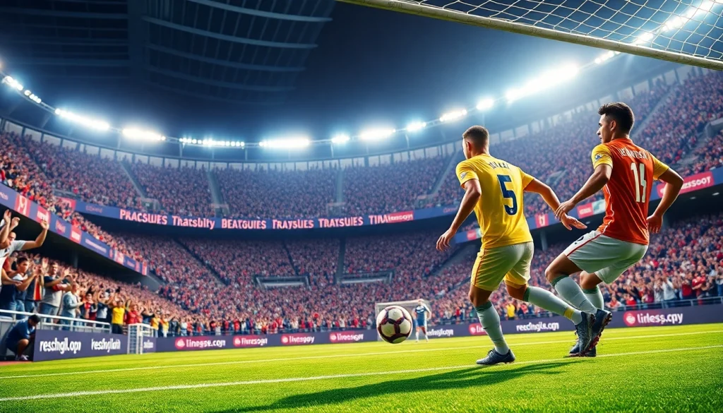 해외축구중계의 흥미진진한 순간을 포착한 생생한 경기 장면