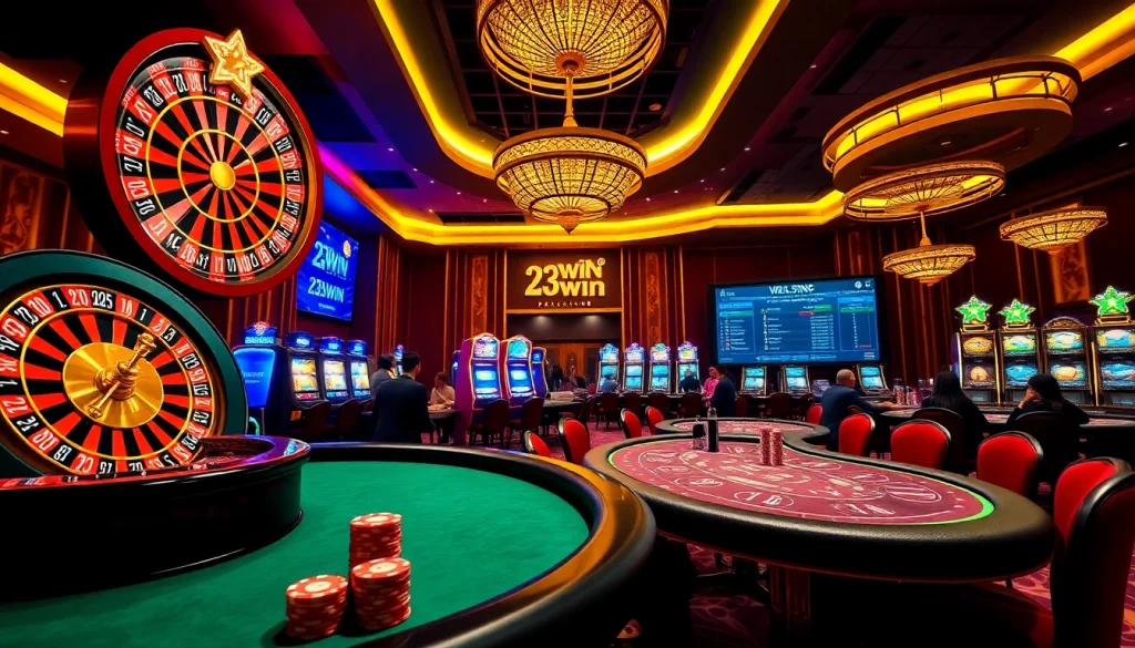 Experience the luxury of online gaming at 23win with vibrant casino tables and thrilling action.
