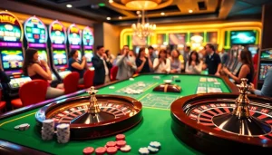 S8 casino experience featuring vibrant slot machines and engaging roulette action.