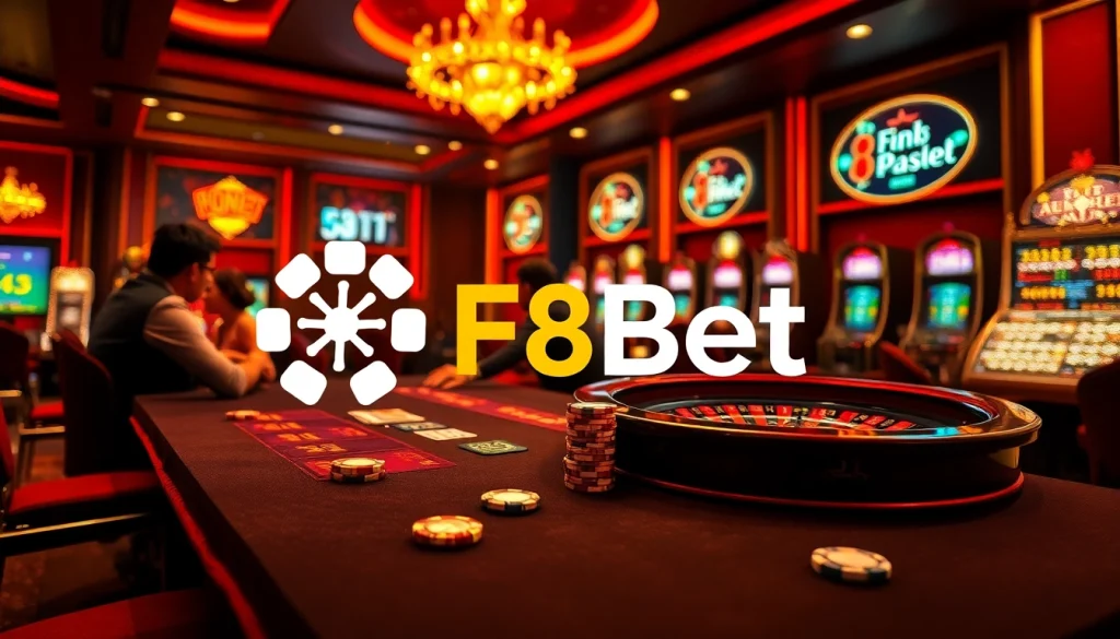 Players strategizing at the F8Bet poker table in a vibrant casino atmosphere.