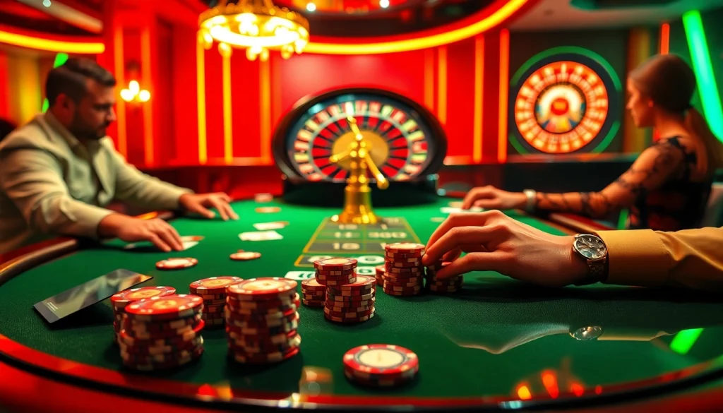 Nohu90 players enjoying a high-stakes poker game at a luxury casino.