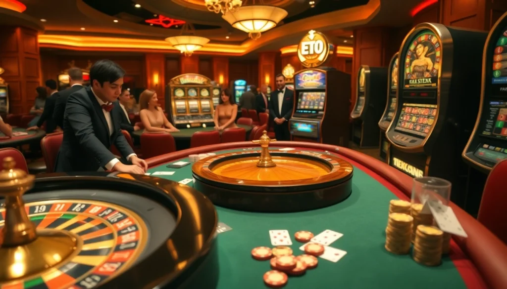 Players enjoy a lively casino atmosphere while using 상품권신용카드 to enhance their gaming experience.