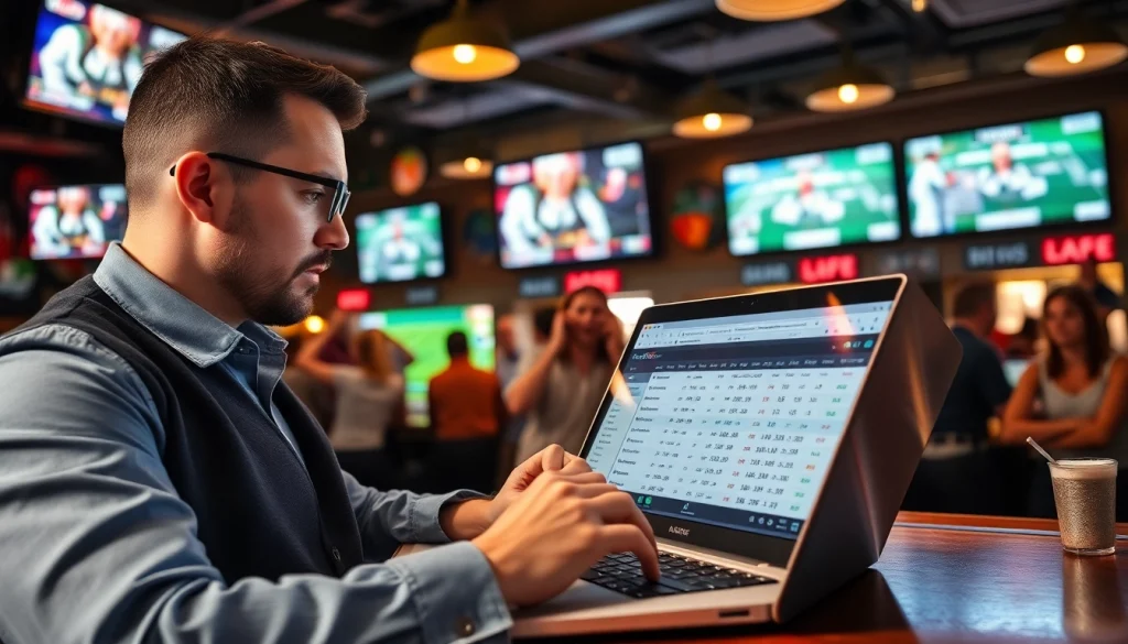 Explore sports betting sites Canada with a professional bettor analyzing live sports odds.