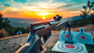 Capture of an Alamo 15 trigger 3 position ready for action with stunning outdoor backdrop.