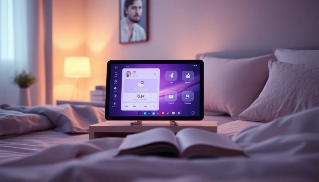 AI sex personal assistant interface in a cozy bedroom setting