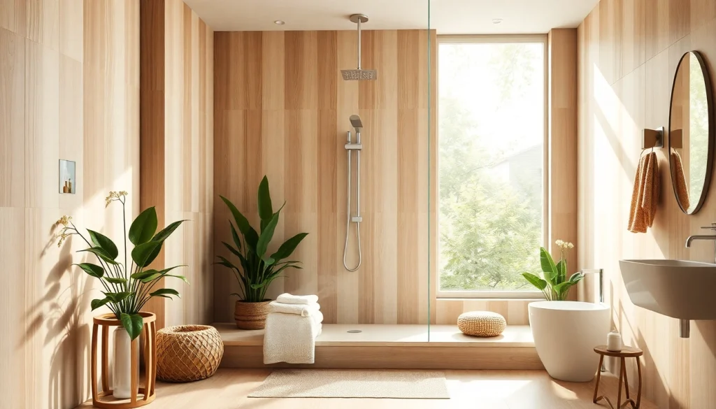 Enhance your bathroom with a serene sunny shower USA installation amid elegant decor.
