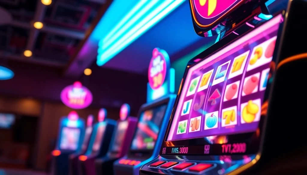 Menangkan slot deposit 1k dengan gambar mesin slot berkilau dan energik.